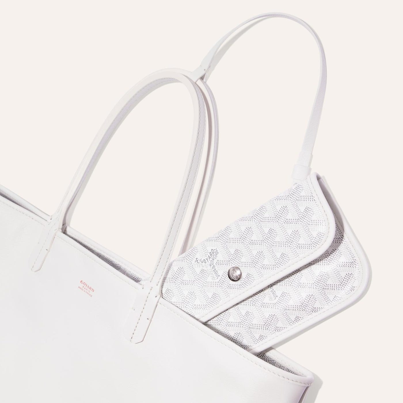 Goyard Goyardine White Anjou PM Reversible Tote Bag Palladium Hardware - Image 3